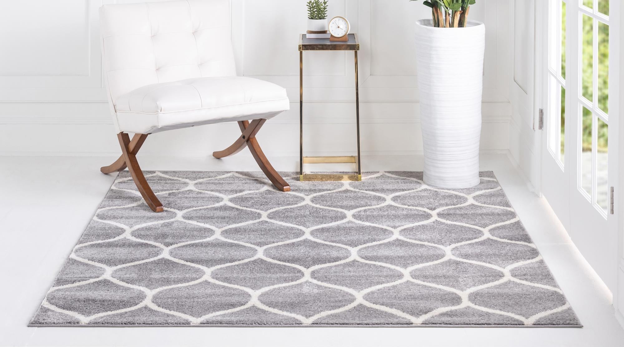 Trellis Mosaic Collection Area Rug -  Pergolatown (Light Gray)