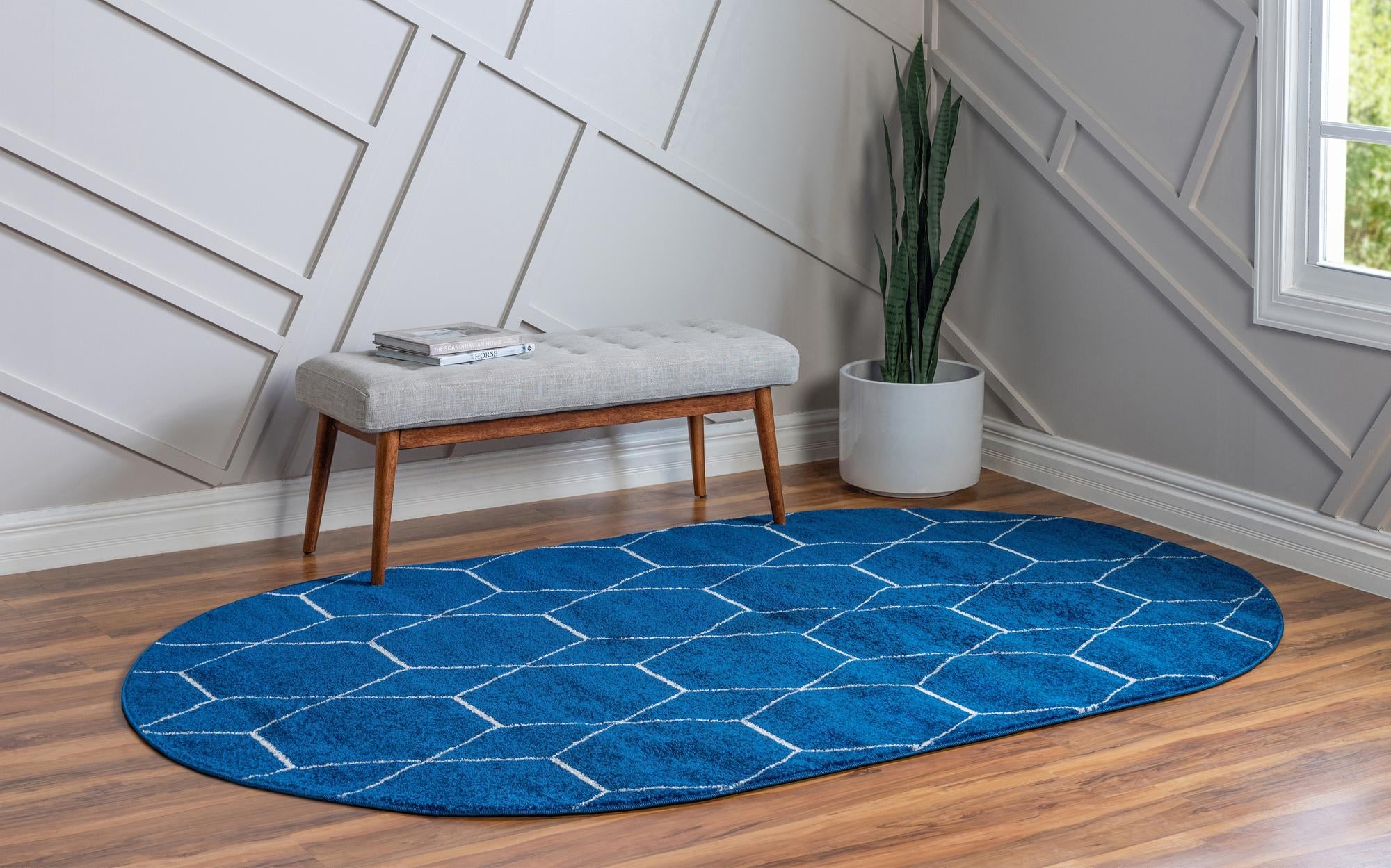 Trellis Mosaic Collection Area Rug - Arborville (Navy Blue)