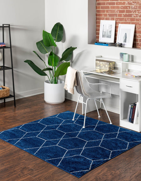 Trellis Mosaic Collection Area Rug - Arborville (Navy Blue)