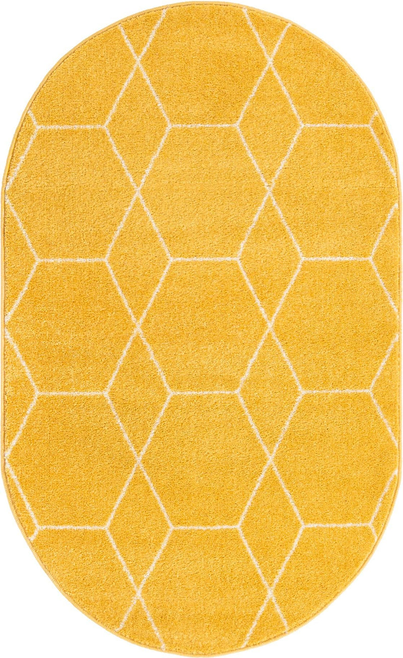 Lattice Garden Collection Area Rug - Arborville (Yellow) Oval Yellow Main