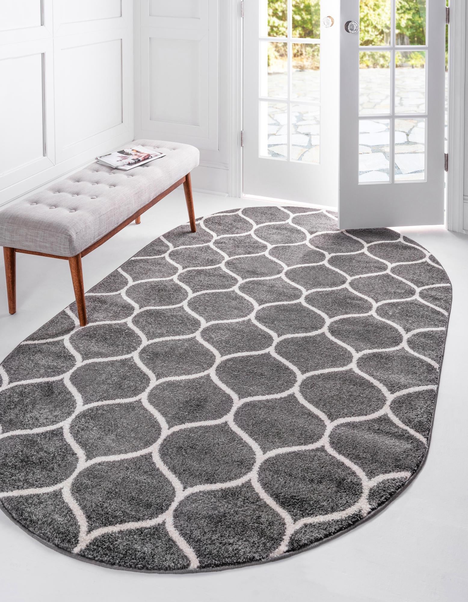 Trellis Mosaic Collection Area Rug -  Pergolatown (Dark Gray)