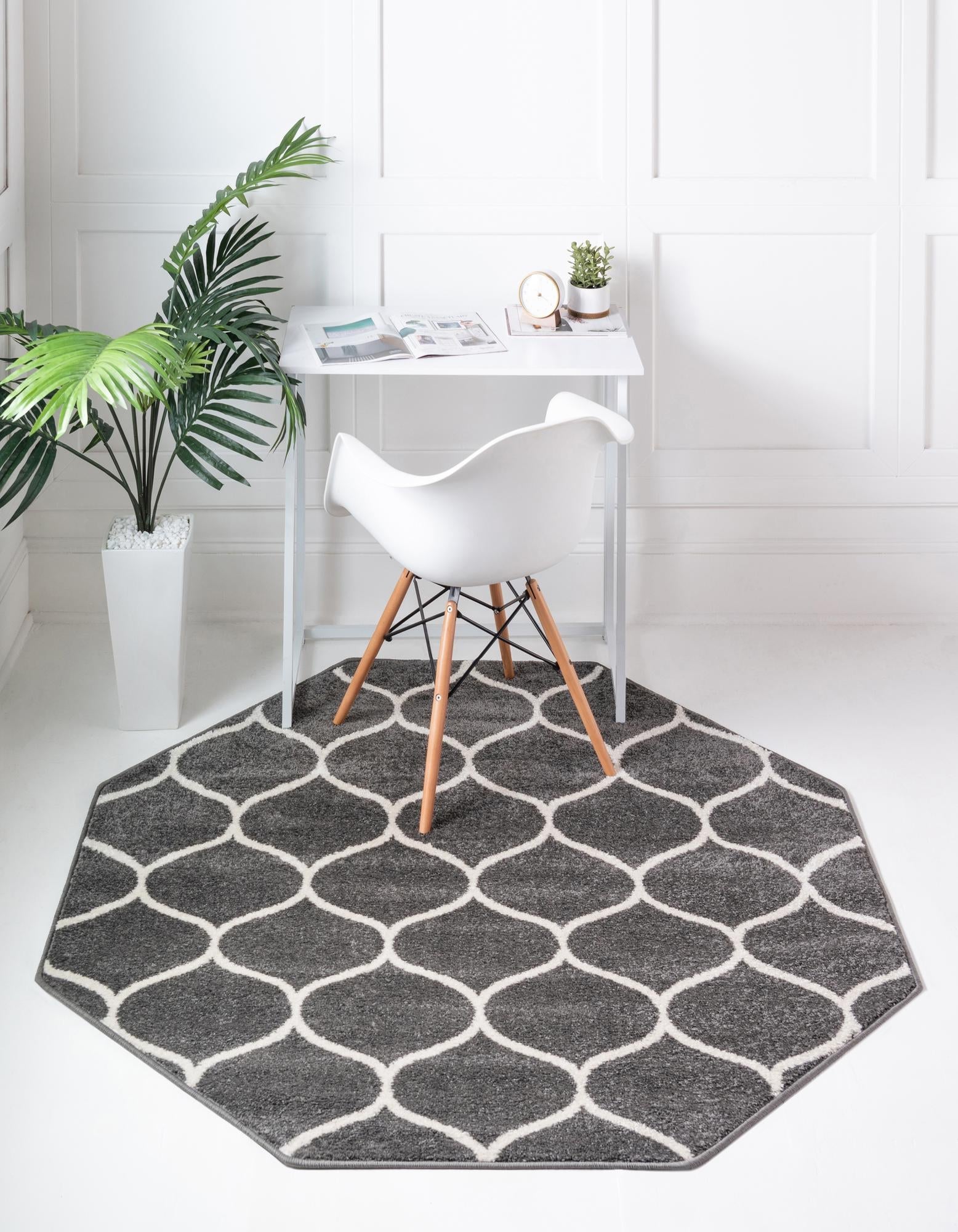 Trellis Mosaic Collection Area Rug -  Pergolatown (Dark Gray)