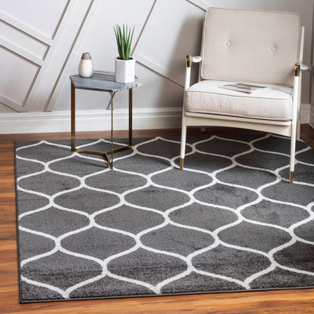 Trellis Mosaic Collection Area Rug -  Pergolatown (Dark Gray)