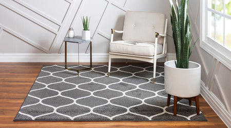 Trellis Mosaic Collection Area Rug -  Pergolatown (Dark Gray)