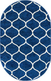 Lattice Garden Collection Area Rug -  Pergolatown (Navy Blue) Oval Navy Blue Main