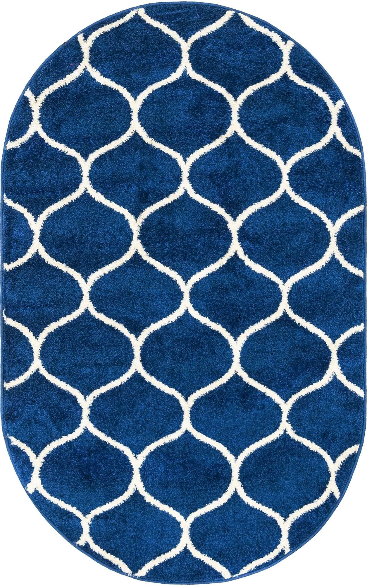 Trellis Mosaic Collection Area Rug -  Pergolatown (Navy Blue)