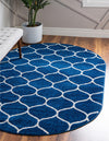 Lattice Garden Collection Area Rug -  Pergolatown (Navy Blue) Oval Navy Blue  lifestyle 0