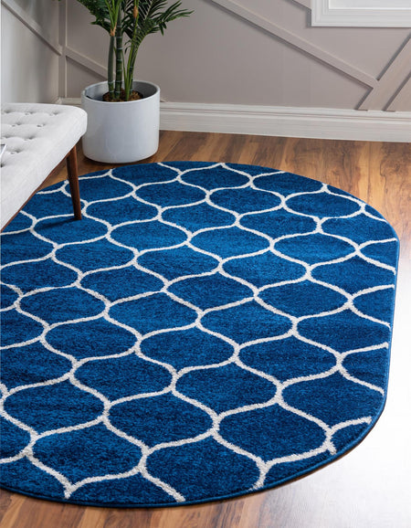 Trellis Mosaic Collection Area Rug -  Pergolatown (Navy Blue)