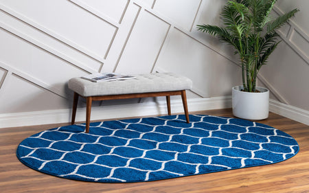 Trellis Mosaic Collection Area Rug -  Pergolatown (Navy Blue)