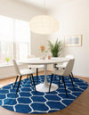 Lattice Garden Collection Area Rug -  Pergolatown (Navy Blue) Oval Navy Blue  lifestyle 59