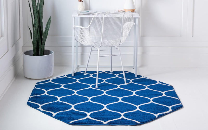 Lattice Garden Collection Area Rug -  Pergolatown (Navy Blue) Octagon Navy Blue  lifestyle 3