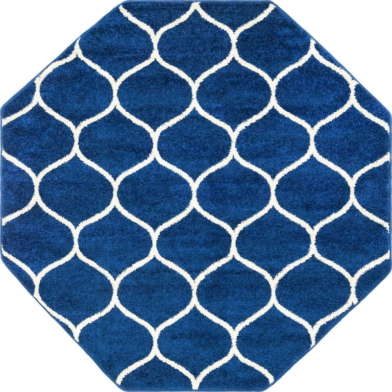 Lattice Garden Collection Area Rug -  Pergolatown (Navy Blue) Octagon Navy Blue Main