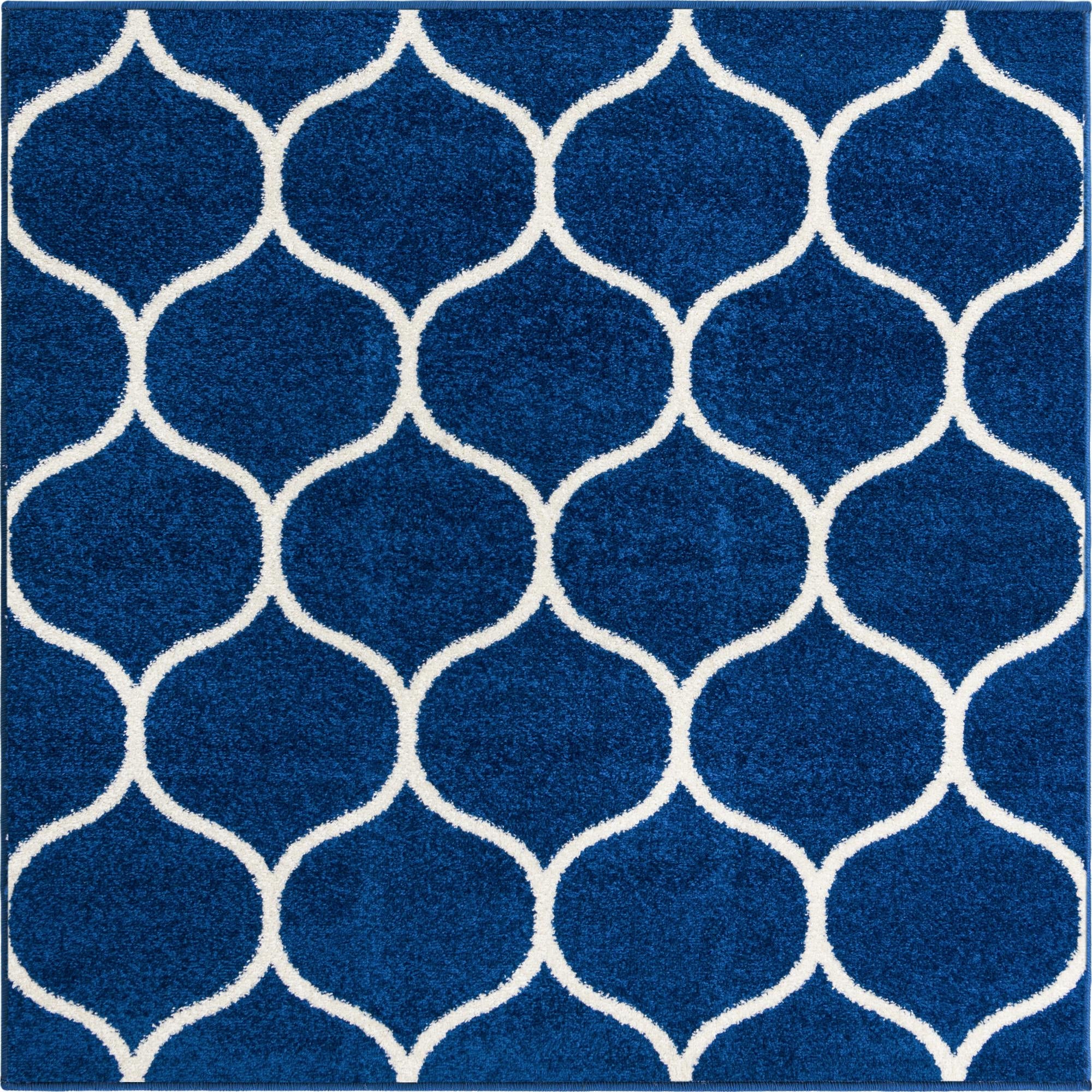 Trellis Mosaic Collection Area Rug -  Pergolatown (Navy Blue)