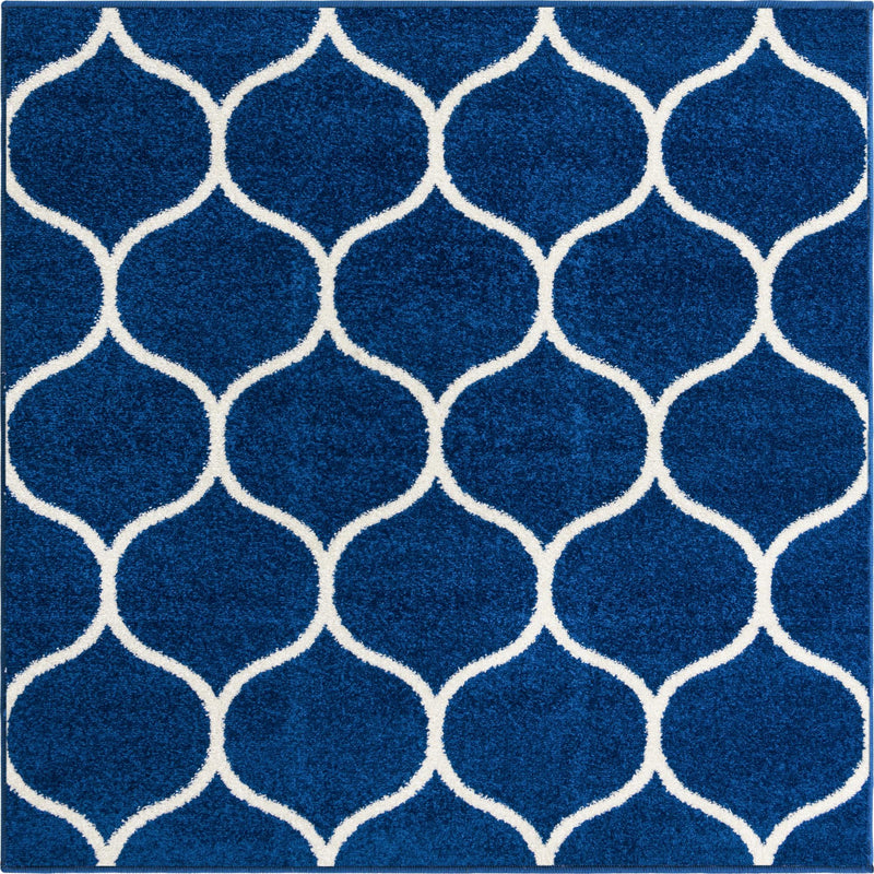 Lattice Garden Collection Area Rug -  Pergolatown (Navy Blue) Square Navy Blue Main