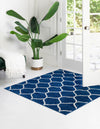 Lattice Garden Collection Area Rug -  Pergolatown (Navy Blue) Square Navy Blue  lifestyle 4