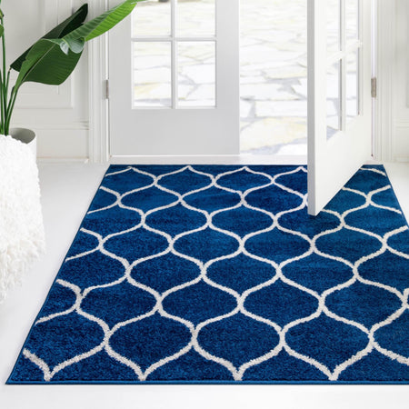 Trellis Mosaic Collection Area Rug -  Pergolatown (Navy Blue)