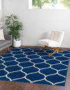 Lattice Garden Collection Area Rug -  Pergolatown (Navy Blue) Square Navy Blue  lifestyle 3