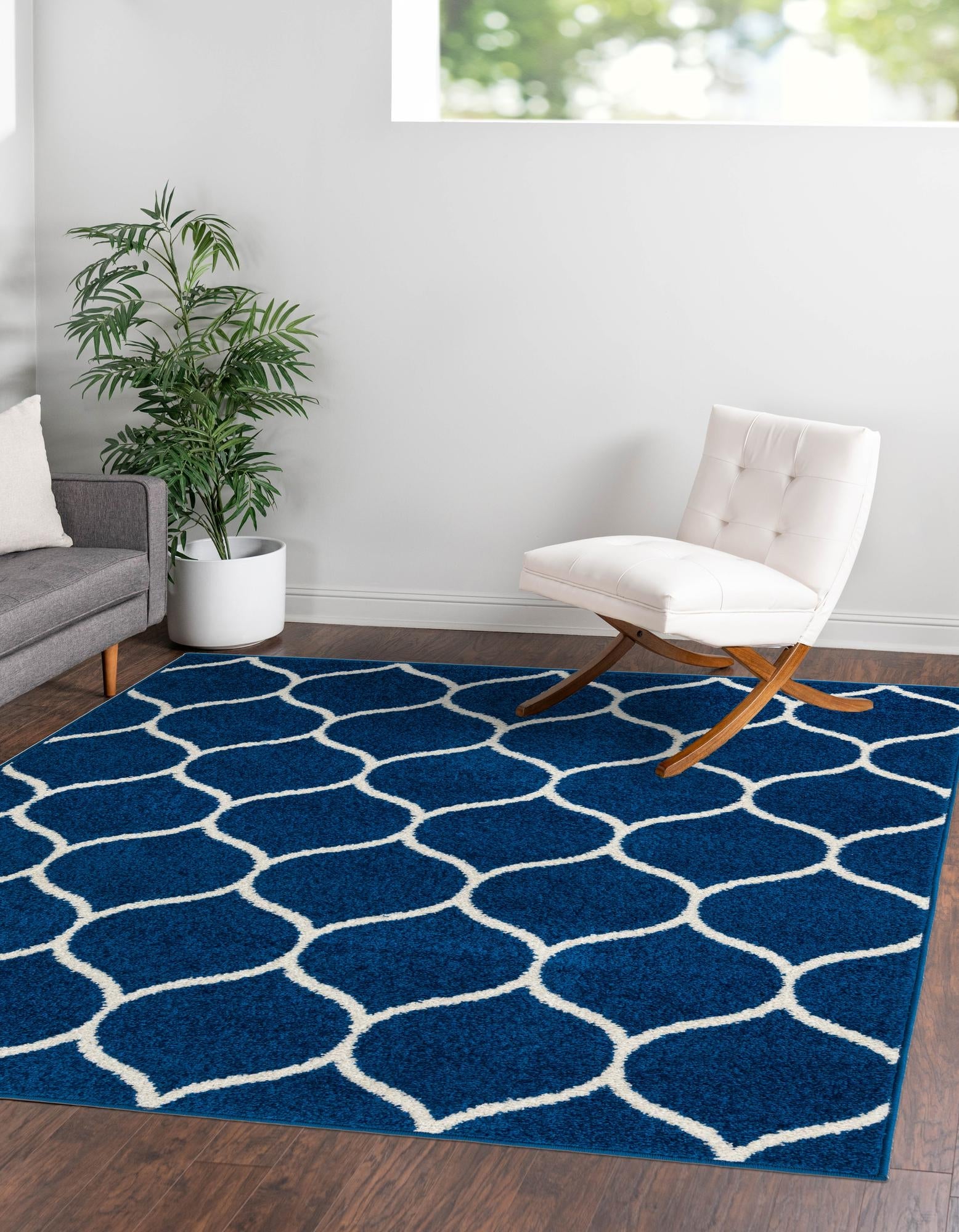 Trellis Mosaic Collection Area Rug -  Pergolatown (Navy Blue)