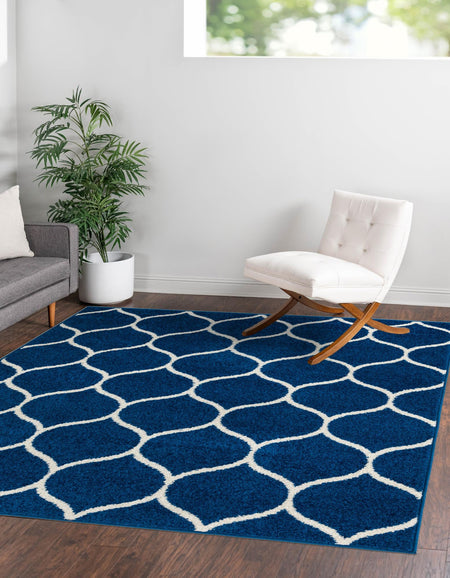 Trellis Mosaic Collection Area Rug -  Pergolatown (Navy Blue)