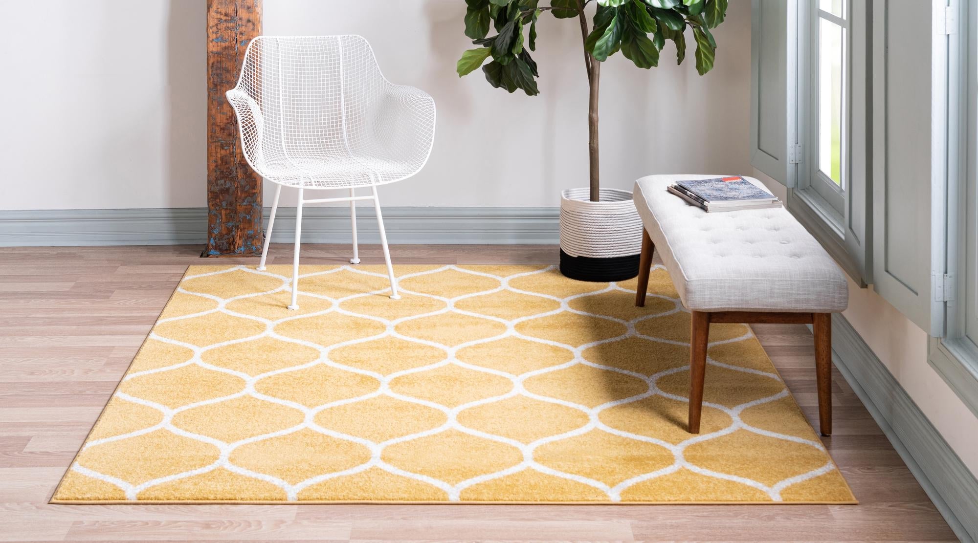 Trellis Mosaic Collection Area Rug -  Pergolatown (Yellow)