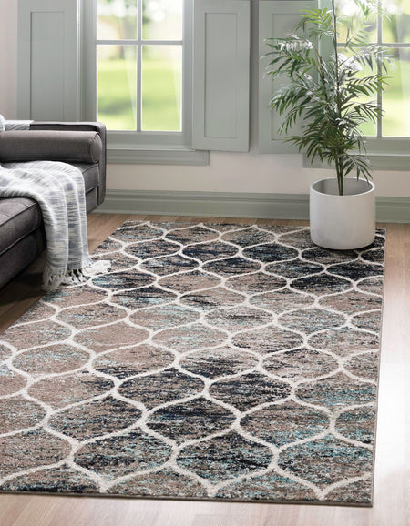 Trellis Mosaic Collection Area Rug -  Pergolatown (Blue Multi)