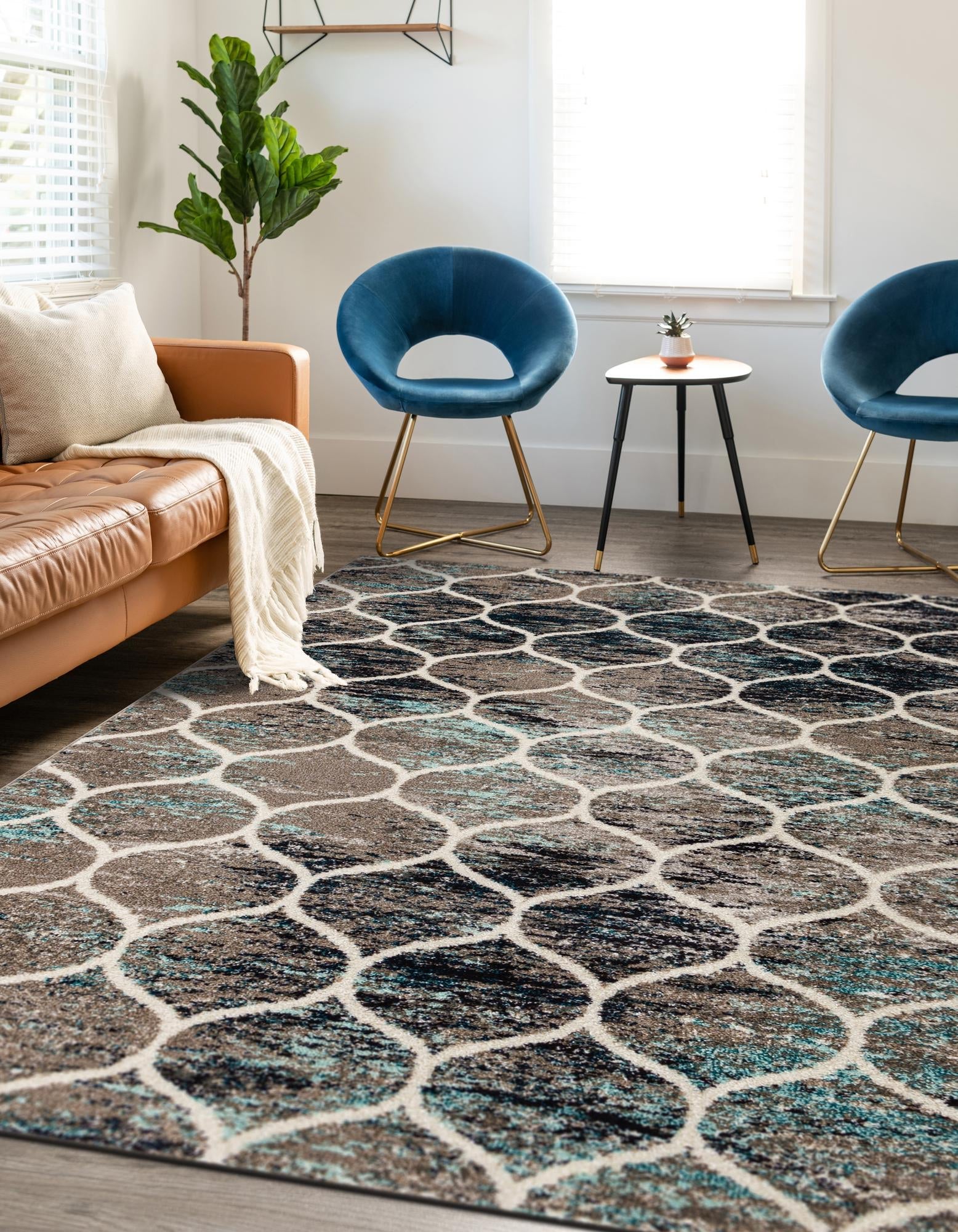 Trellis Mosaic Collection Area Rug -  Pergolatown (Blue Multi)