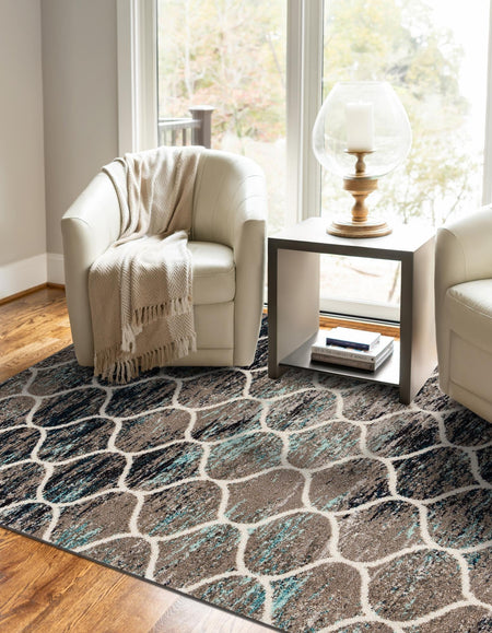 Trellis Mosaic Collection Area Rug -  Pergolatown (Blue Multi)