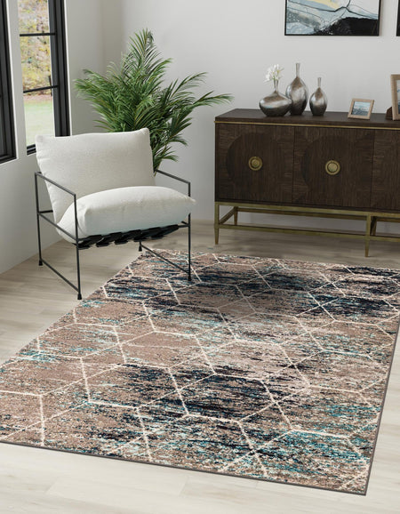 Trellis Mosaic Collection Area Rug - Arborville (Blue Multi)