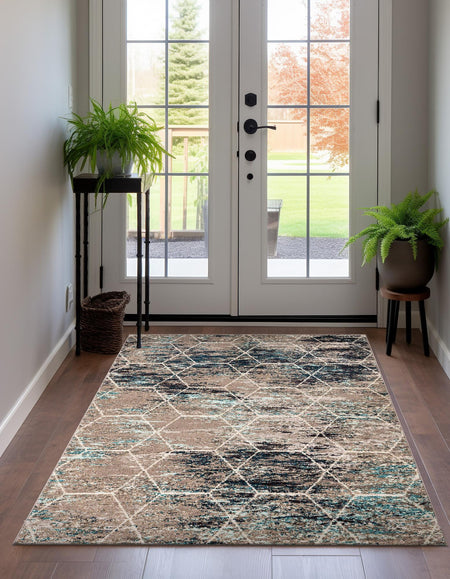 Trellis Mosaic Collection Area Rug - Arborville (Blue Multi)