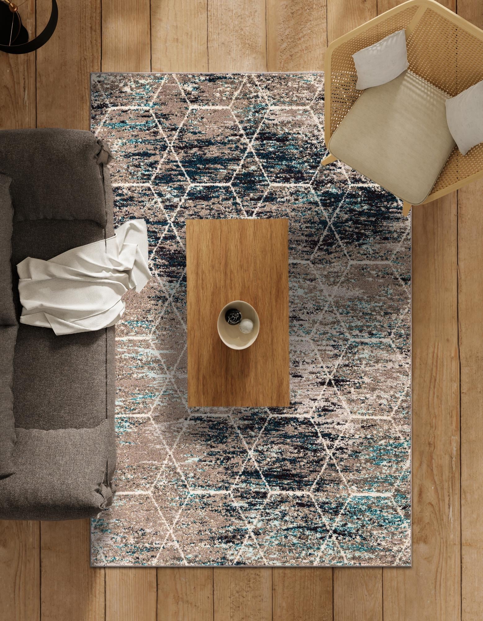 Trellis Mosaic Collection Area Rug - Arborville (Blue Multi)