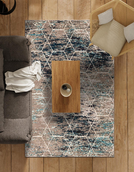 Trellis Mosaic Collection Area Rug - Arborville (Blue Multi)