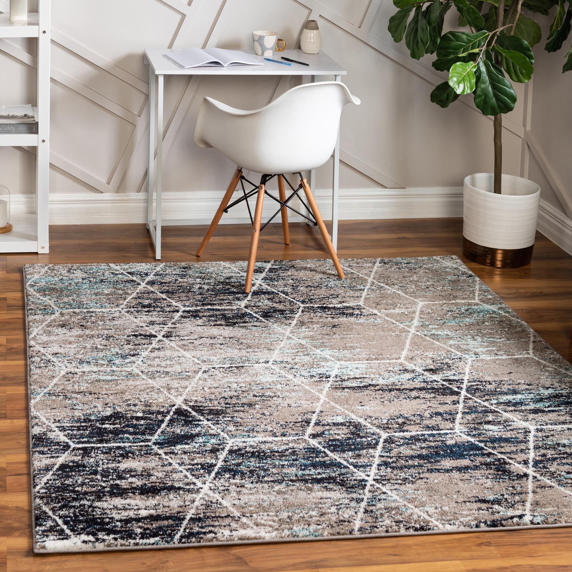 Trellis Mosaic Collection Area Rug - Arborville (Blue Multi)