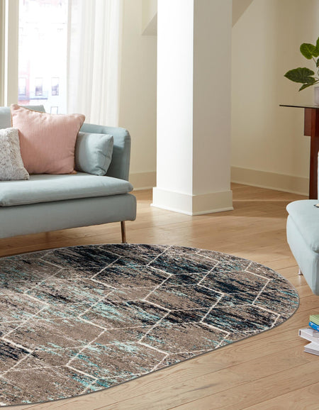 Trellis Mosaic Collection Area Rug - Arborville (Blue Multi)