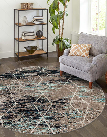 Trellis Mosaic Collection Area Rug - Arborville (Blue Multi)