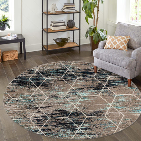 Trellis Mosaic Collection Area Rug - Arborville (Blue Multi)