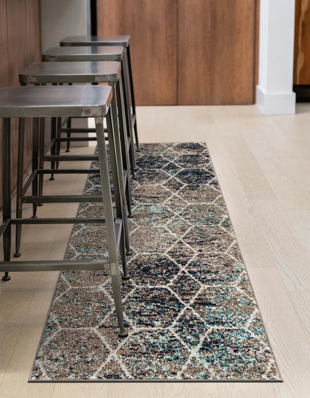 Trellis Mosaic Collection Area Rug - Arborville (Blue Multi)