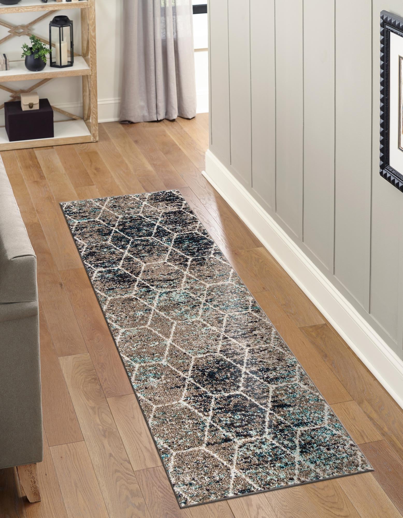 Trellis Mosaic Collection Area Rug - Arborville (Blue Multi)