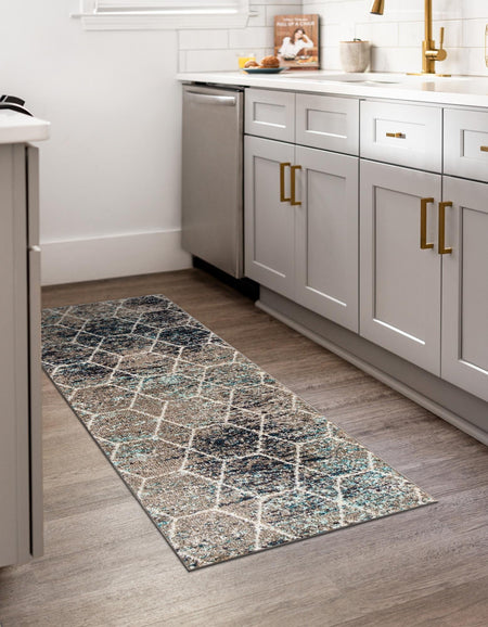 Trellis Mosaic Collection Area Rug - Arborville (Blue Multi)