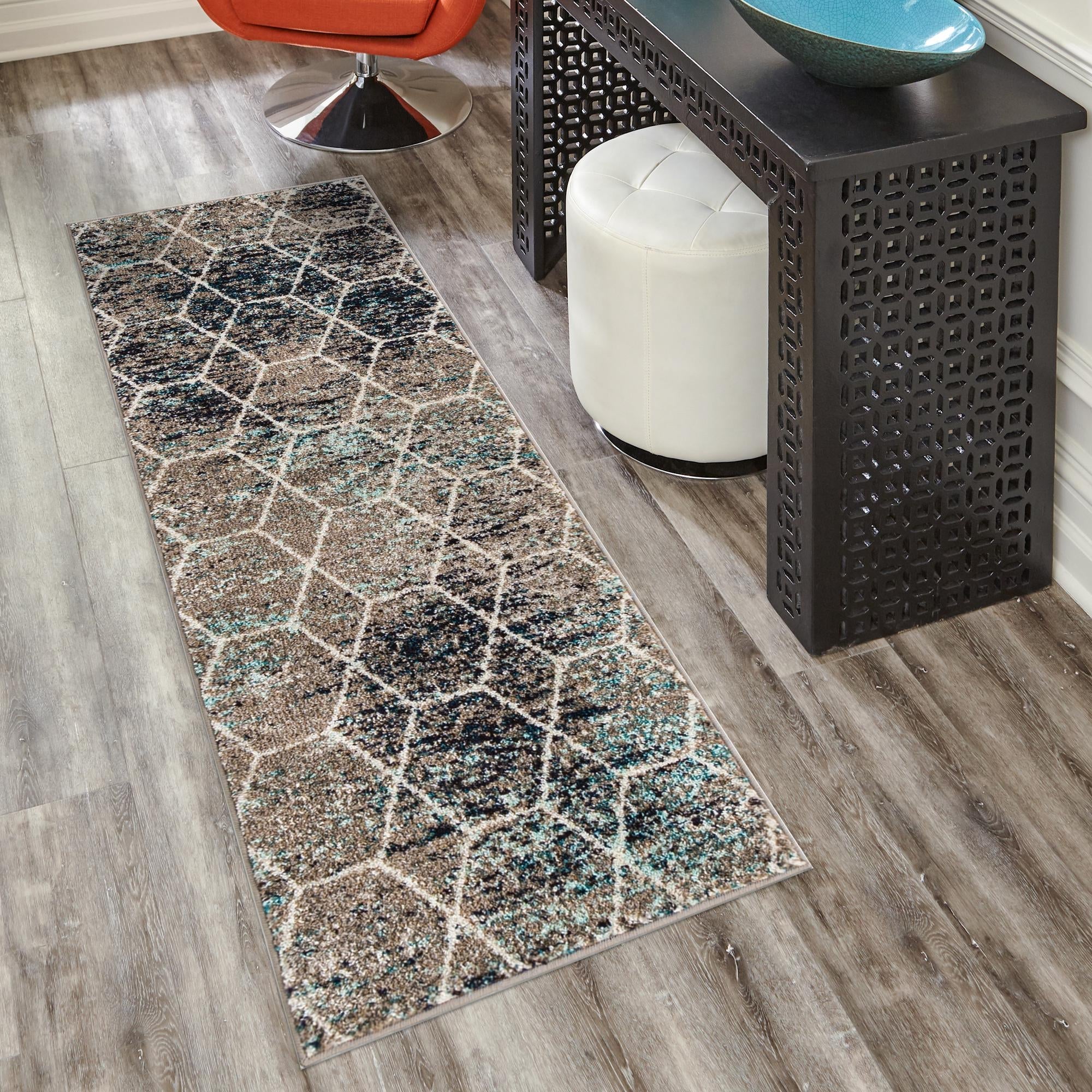 Trellis Mosaic Collection Area Rug - Arborville (Blue Multi)