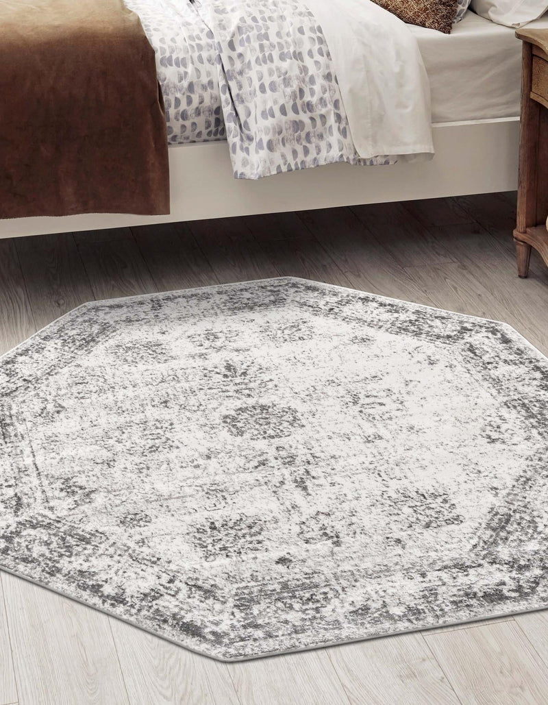 Riviera Elegance Collection Area Rug - Antibes (Gray) Octagon Gray  lifestyle 21