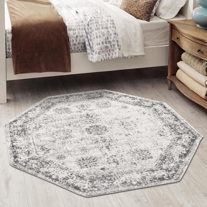 Riviera Elegance Collection Area Rug - Antibes (Gray) Octagon Gray  lifestyle 50