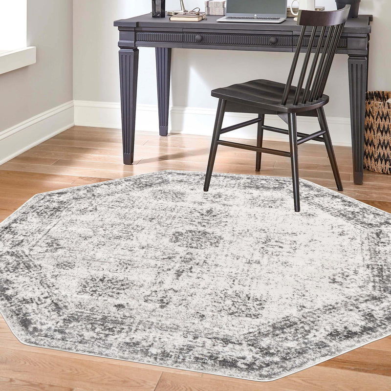 Riviera Elegance Collection Area Rug - Antibes (Gray) Octagon Gray  lifestyle 53