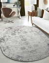 Riviera Elegance Collection Area Rug - Antibes (Gray) Oval Gray  lifestyle 0