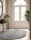 Riviera Elegance Collection Area Rug - Antibes (Gray) Oval Gray  lifestyle 26