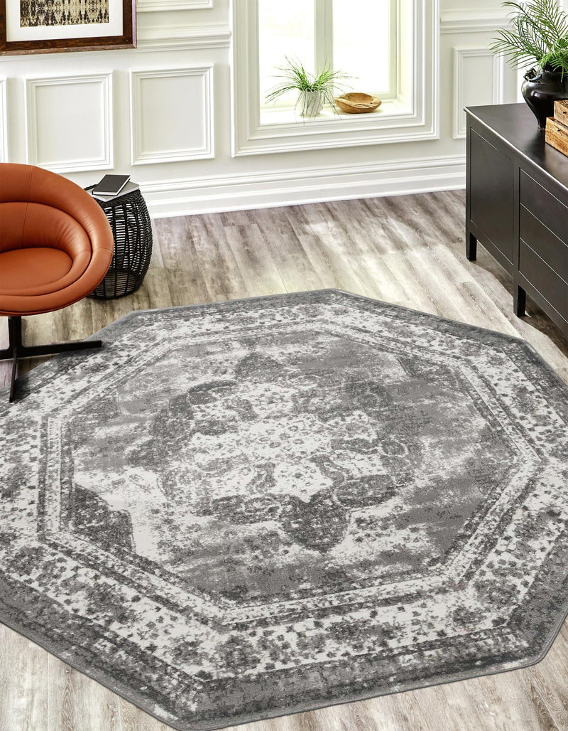 Riviera Elegance Collection Area Rug -  Menton (Gray) Octagon Gray  lifestyle 0