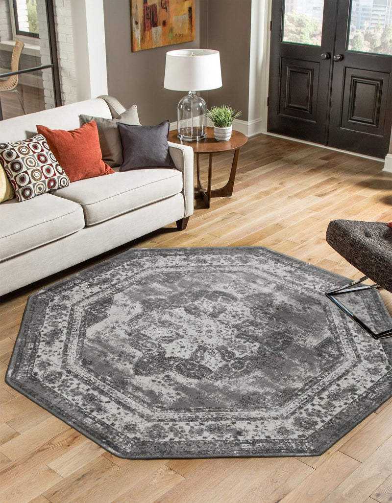 Riviera Elegance Collection Area Rug -  Menton (Gray) Octagon Gray  lifestyle 5