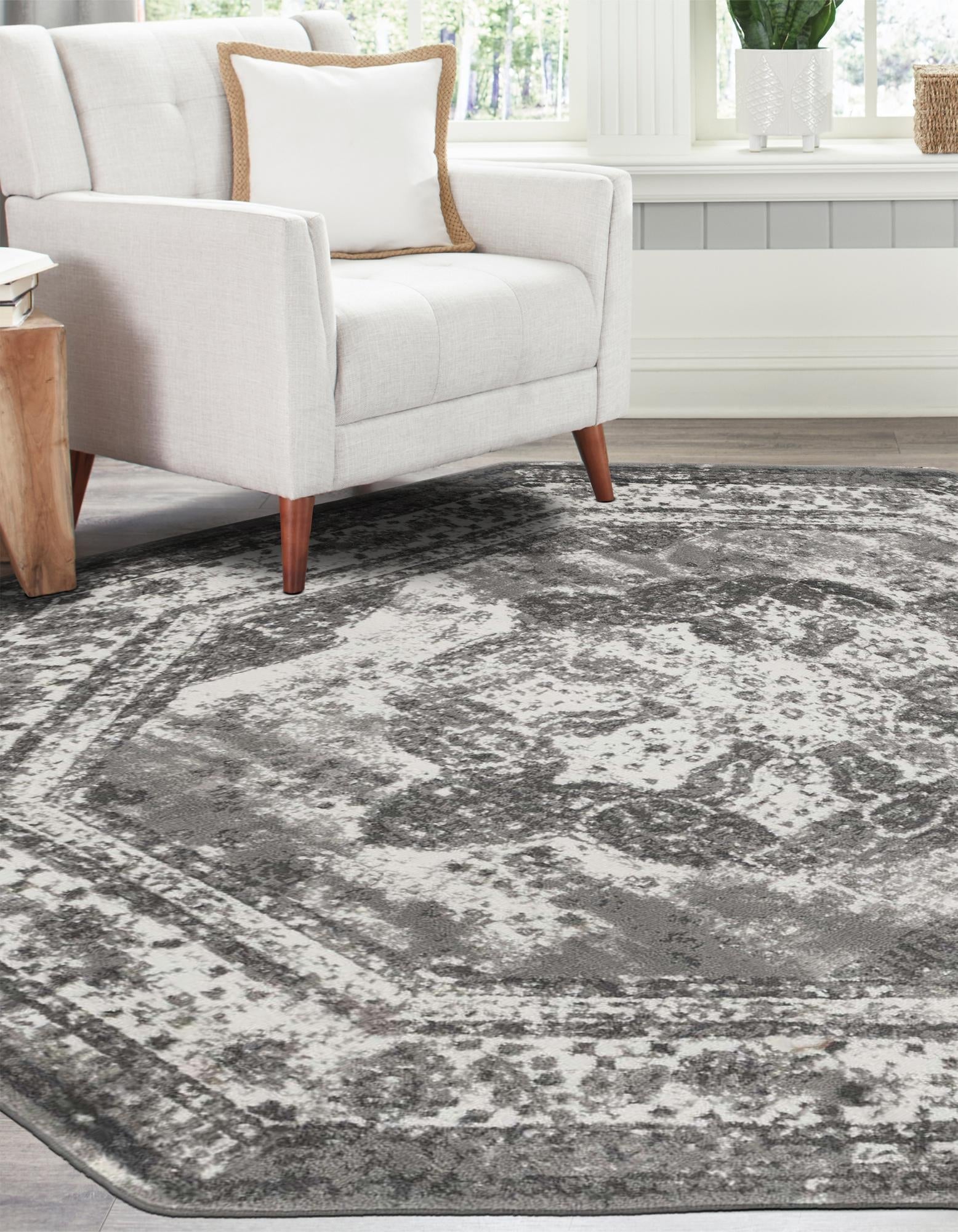 Riviera Elegance Collection Area Rug -  Menton (Gray)