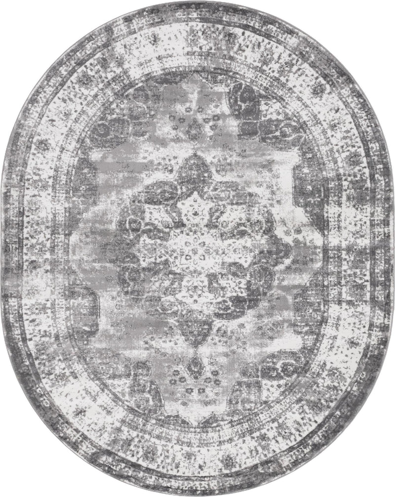 Riviera Elegance Collection Area Rug -  Menton (Gray) Oval Gray Main