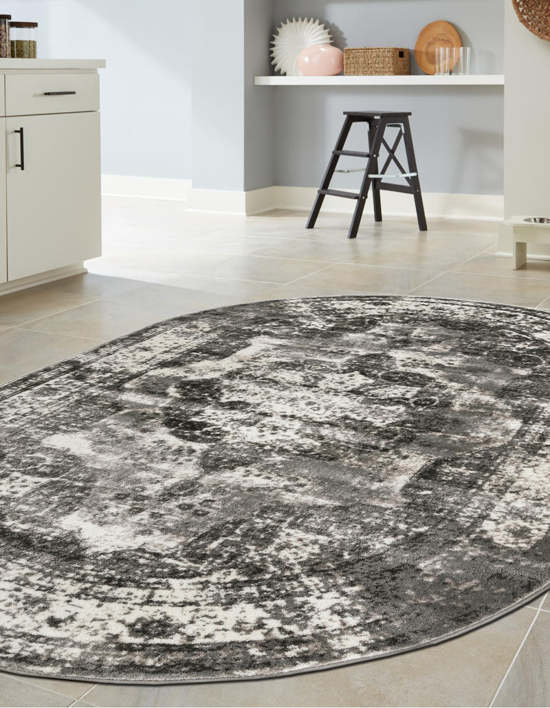 Riviera Elegance Collection Area Rug -  Menton (Gray) Oval Gray  lifestyle 12