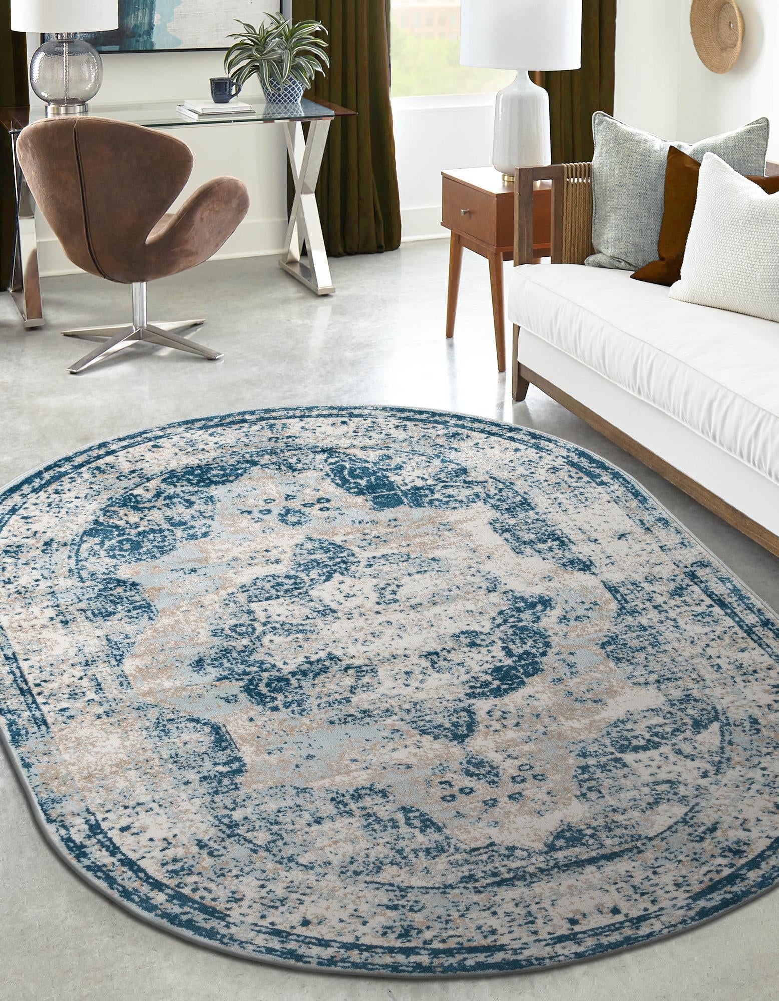 Riviera Elegance Collection Area Rug -  Menton (Blue)